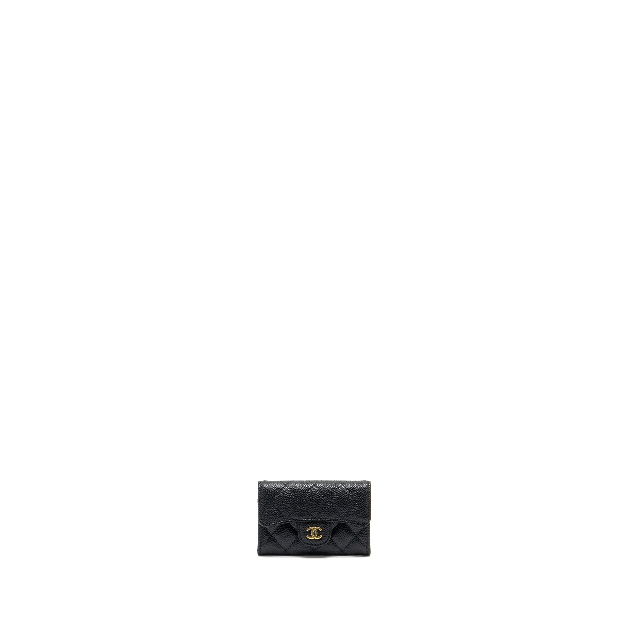 CHANEL CLASSIC FLAP CARD HOLDER CAVIAR BLACK GHW (MICROCHIP)