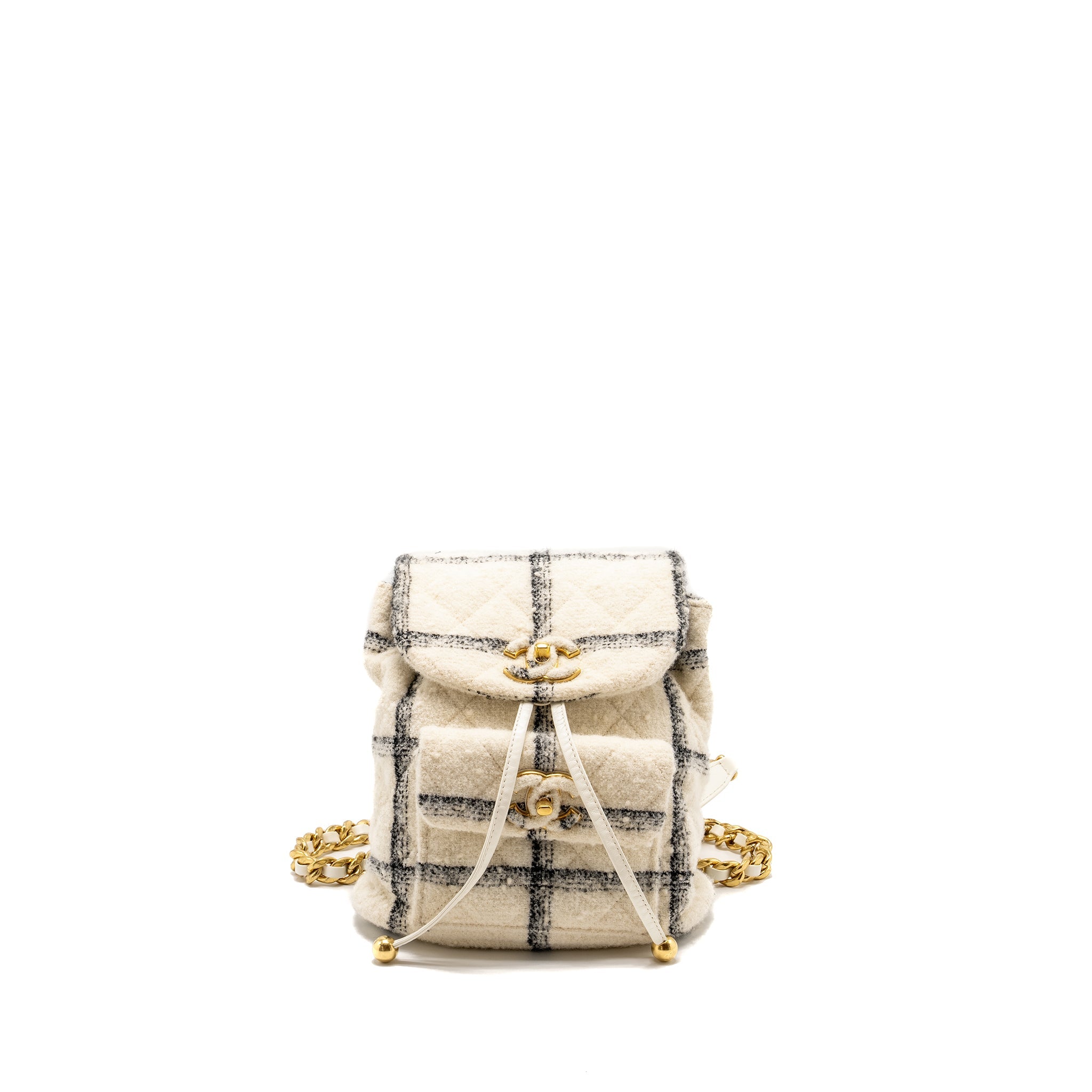 CHANEL DUMA BACKPACK FABRIC WHITE/MULTICOLOUR GHW (MICROCHIP)