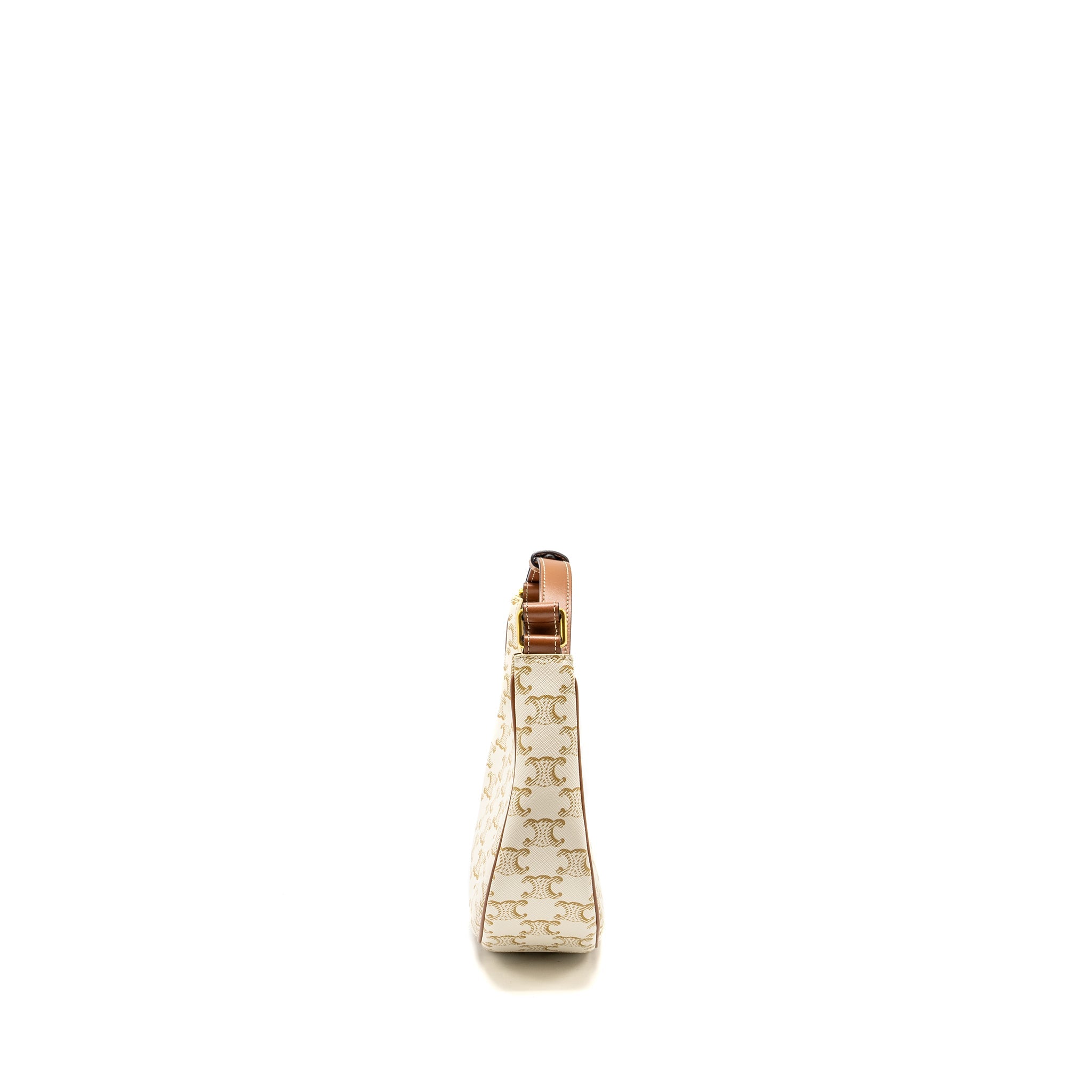 CELINE AVA BAG TRIOMPHE CANVAS/ CALFSKIN WHITE / BROWN GHW