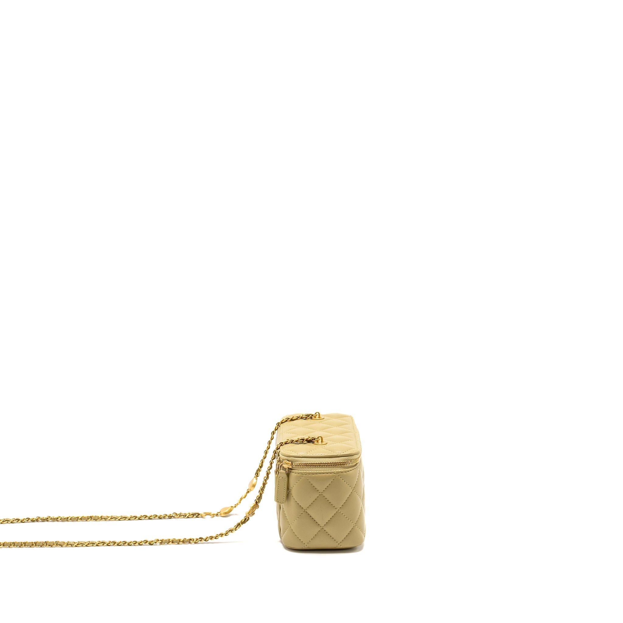 CHANEL COCO LETTER LONG VANITY WITH CHAIN LAMBSKIN GREEN GHW (MICROCHIP)