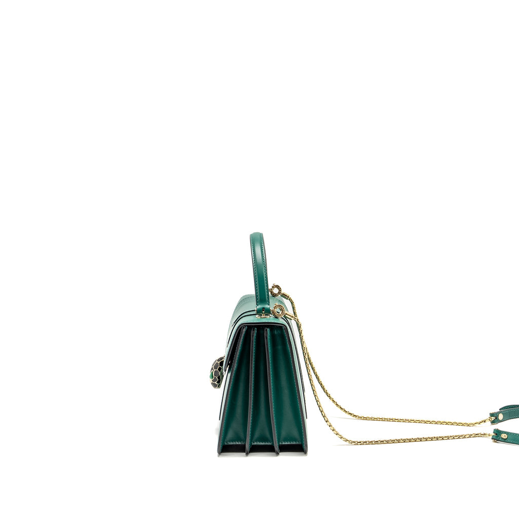 BVLGARI SERPENTI FOREVER TOP HANDLE CALFSKIN GREEN GHW