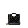 CHANEL MINI 31 BAG SHINY LAMBSKIN BLACK LGHW (MICROCHIP)