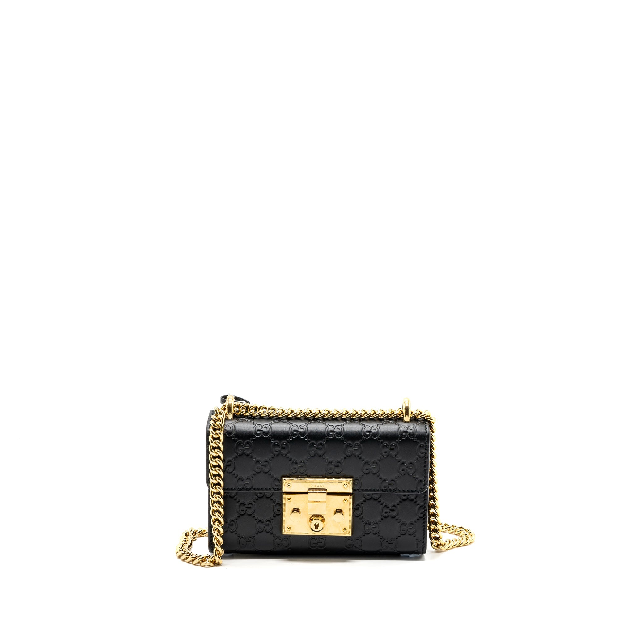 GUCCI SMALL PADLOCK CHAIN BAG CALFSKIN BLACK GHW