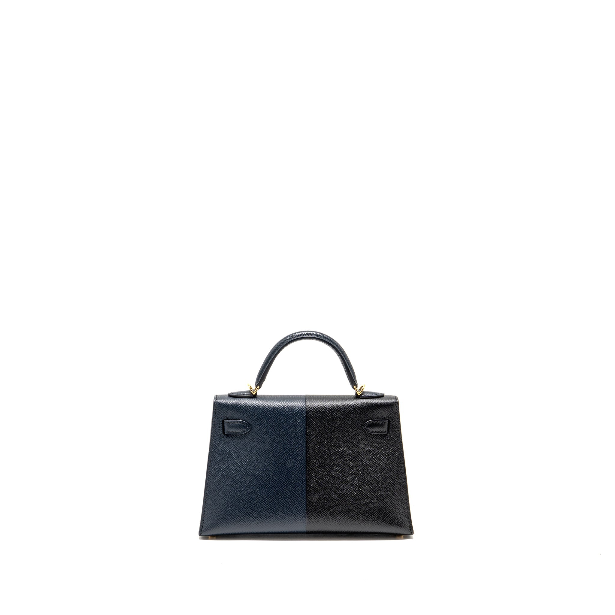 HERMES MINI KELLY II CASAQUE EPSOM BLEU INDIGO/NOIR/ROUGE GRENAT GHW