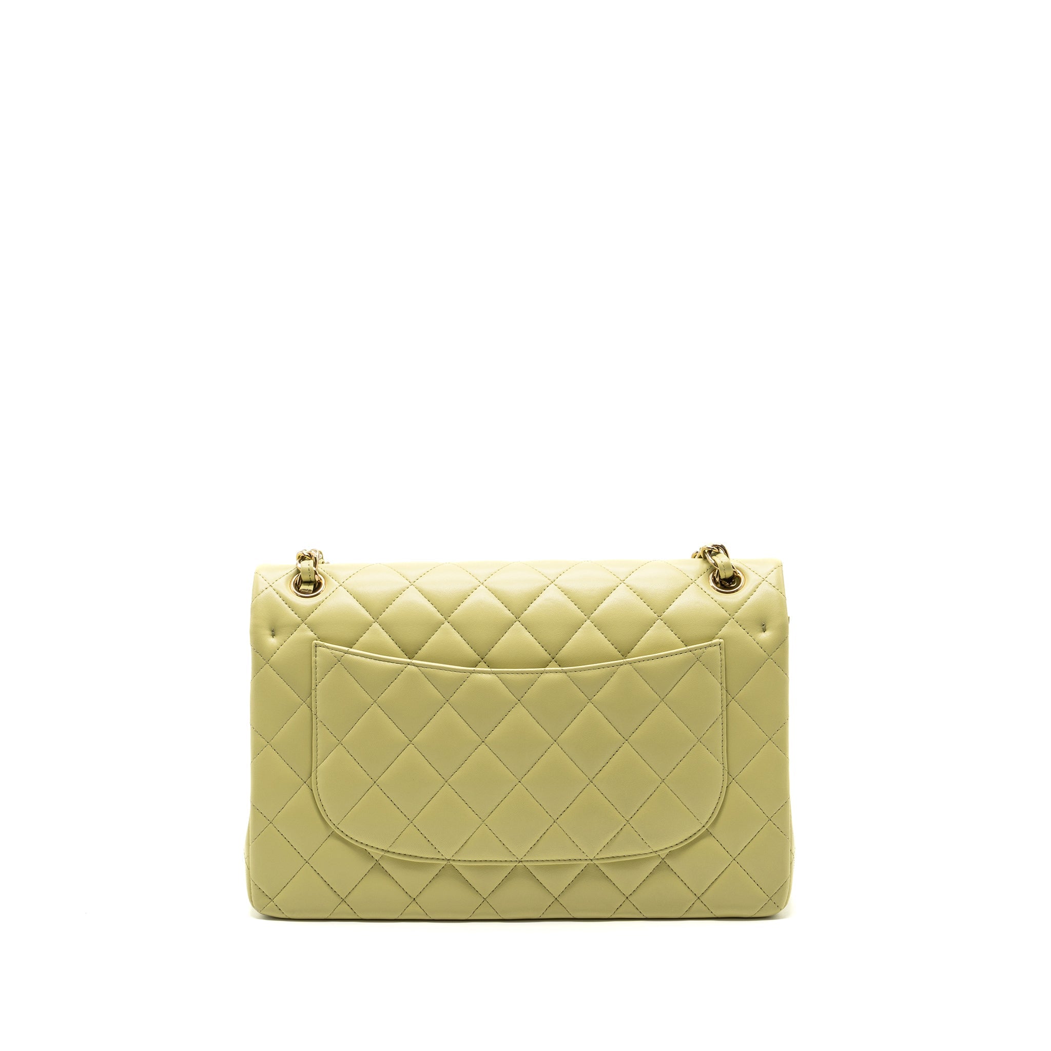 CHANEL 23C JUMBO CLASSIC DOUBLE FLAP BAG LAMBSKIN LIGHT GREEN LGHW (MICROCHIP)