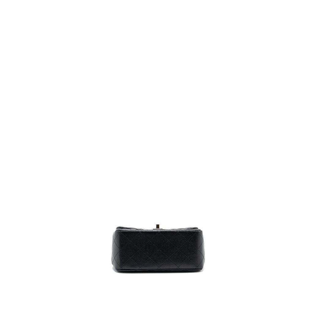 CHANEL CLASSIC MINI SQUARE FLAP BAG CAVIAR BLACK SHW