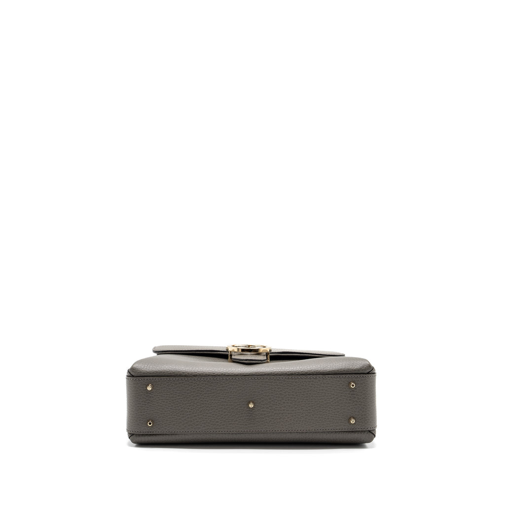 GUCCI TOP HANDLE MESSANGER BAG CALFSKIN GREY LGHW