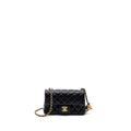 CHANEL 23K PEARL CRUSH MINI RECTANGULAR FLAP BAG LAMBSKIN BLACK GHW (MICROCHIP)