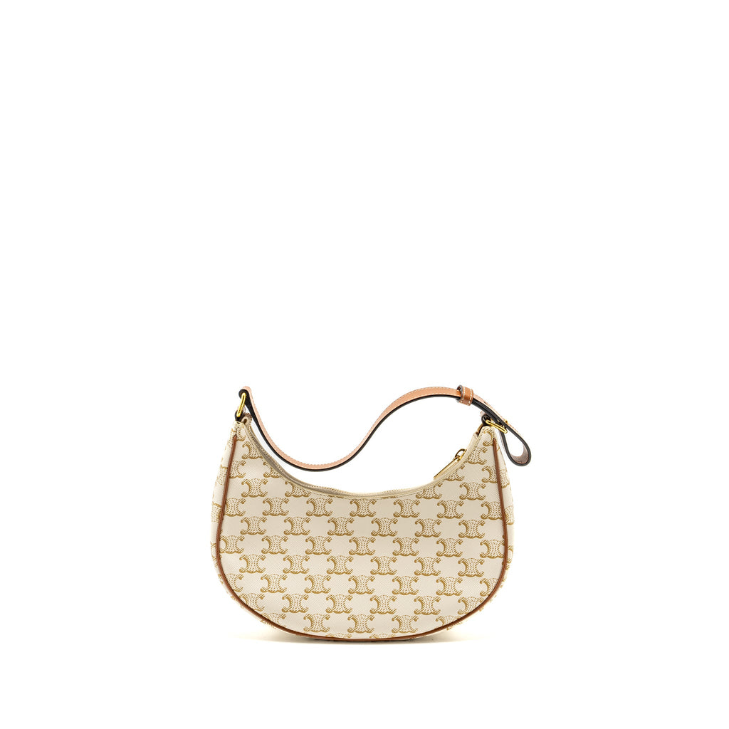 CELINE AVA BAG TRIOMPHE CANVAS/ CALFSKIN WHITE / BROWN GHW