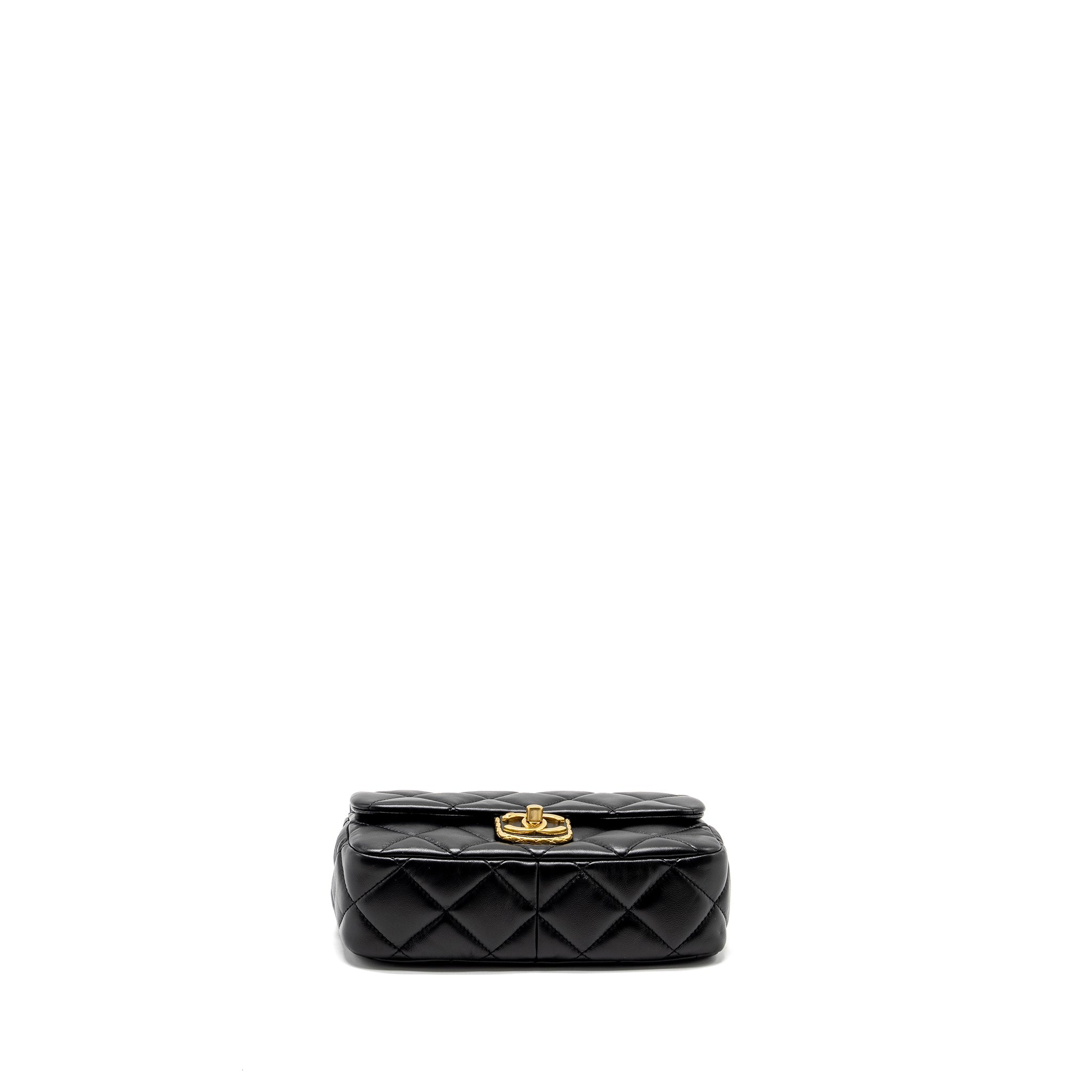 CHANEL 22B MINI FLAPBAG LAMBSKIN BLACK GHW (MICROCHIP)