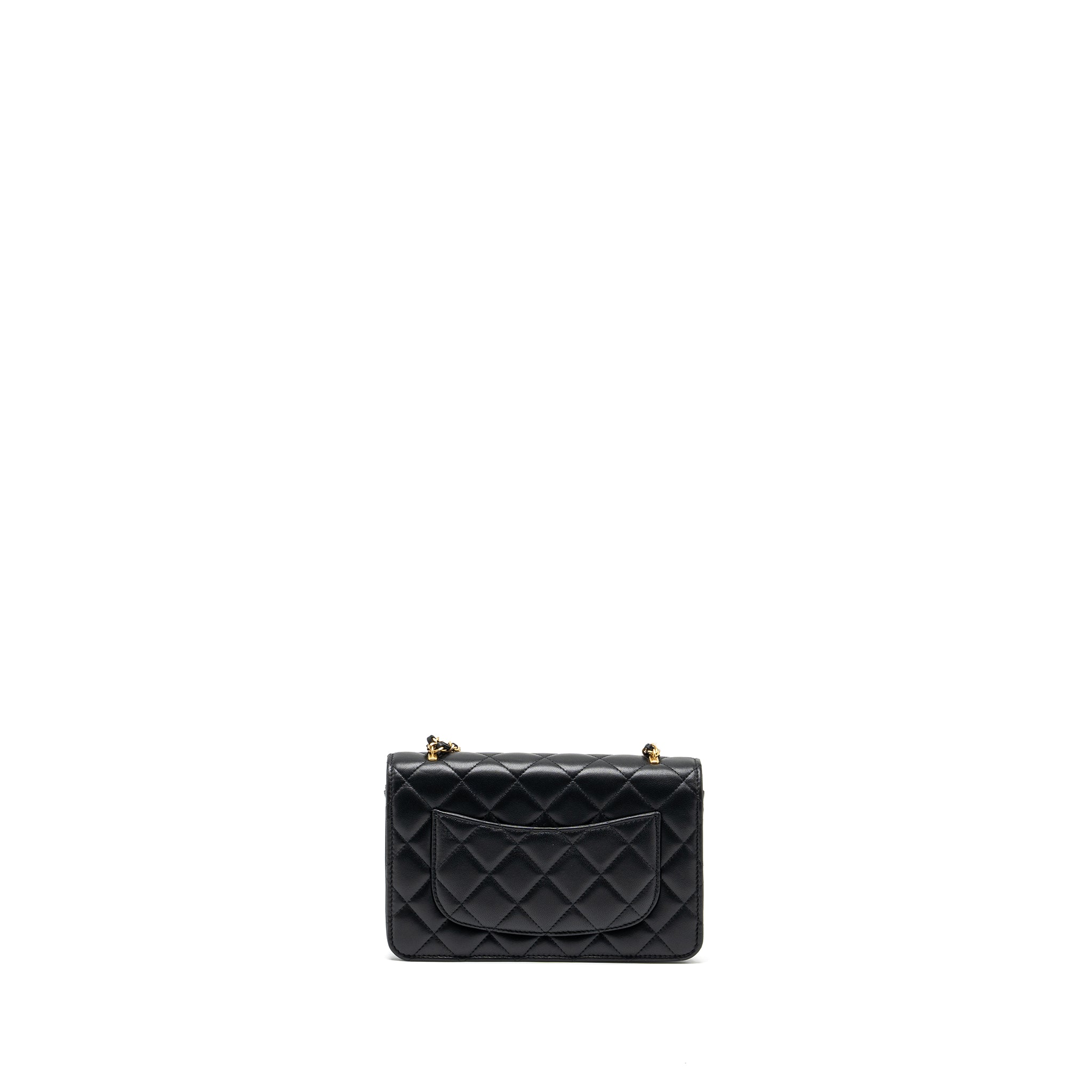 CHANEL 23A LION CHARMS WALLET ON CHAIN LAMBSKIN BLACK GHW (MICROCHIP)