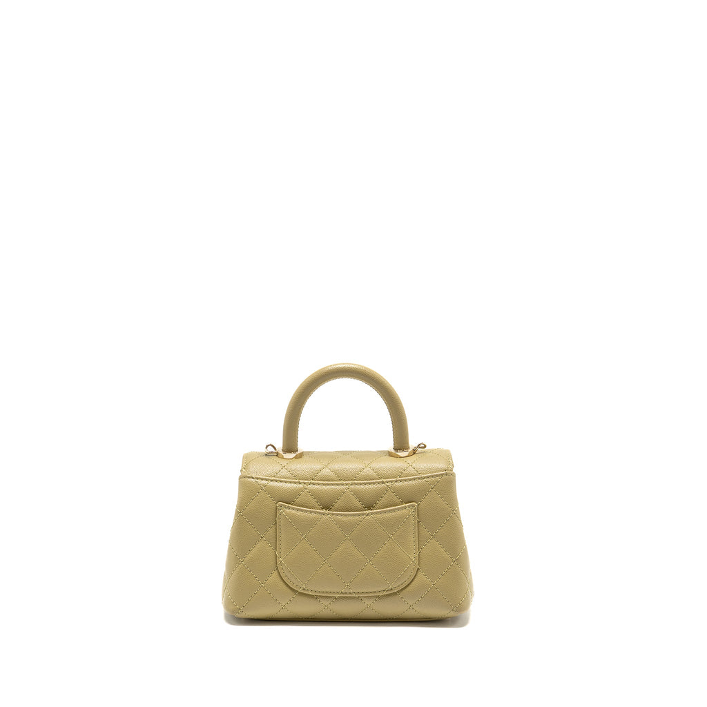 CHANEL MINI COCO HANDLE CAVIAR LIGHT GREEN LGHW (MICROCHIP)