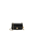 CHANEL PEARL CRUSH MINI RECTANGULAR LAMBSKIN BLACK BRUSHED GHW (MICROCHIP)