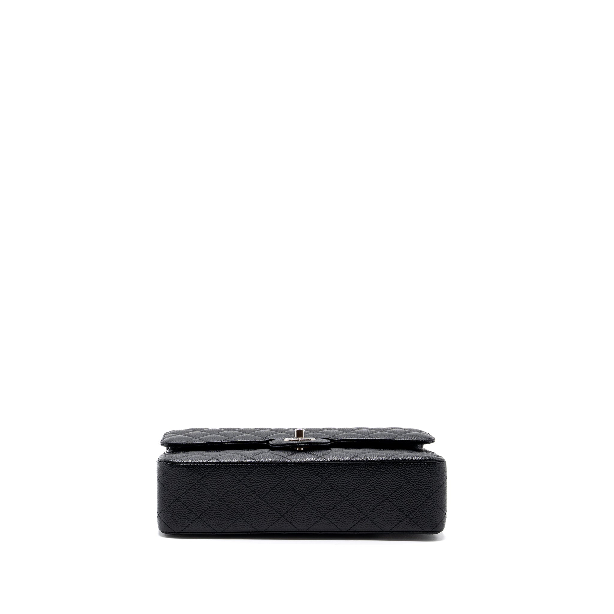 CHANEL MEDIUM CLASSIC DOUBLE FLAP BAG CAVIAR BLACK SHW (MICROCHIP)