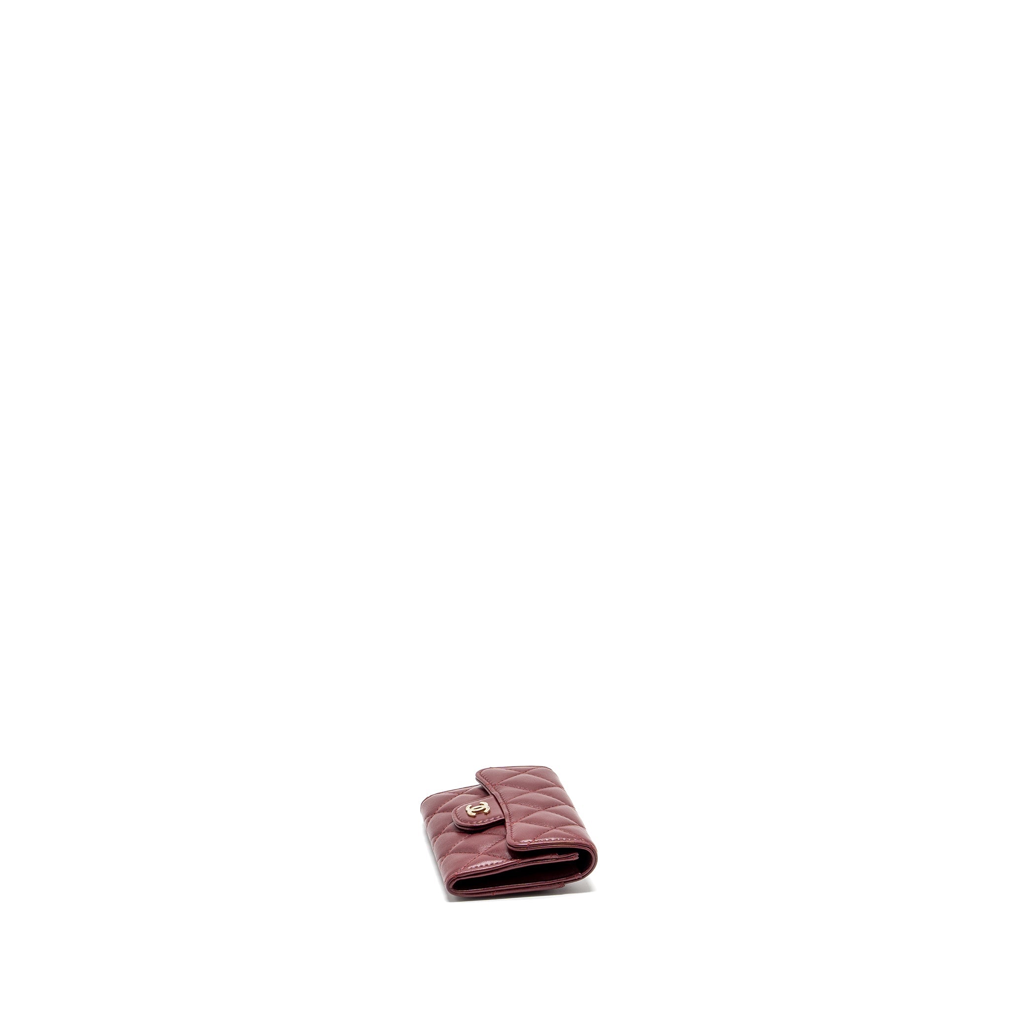 CHANEL CLASSIC FLAP CARD HOLDER LAMBSKIN BURGUNDY GHW