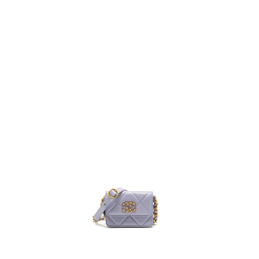 CHANEL 19 MINI BELT BAG LAMBSKIN LIGHT PURPLE MULTICOLOUR HARDWARE