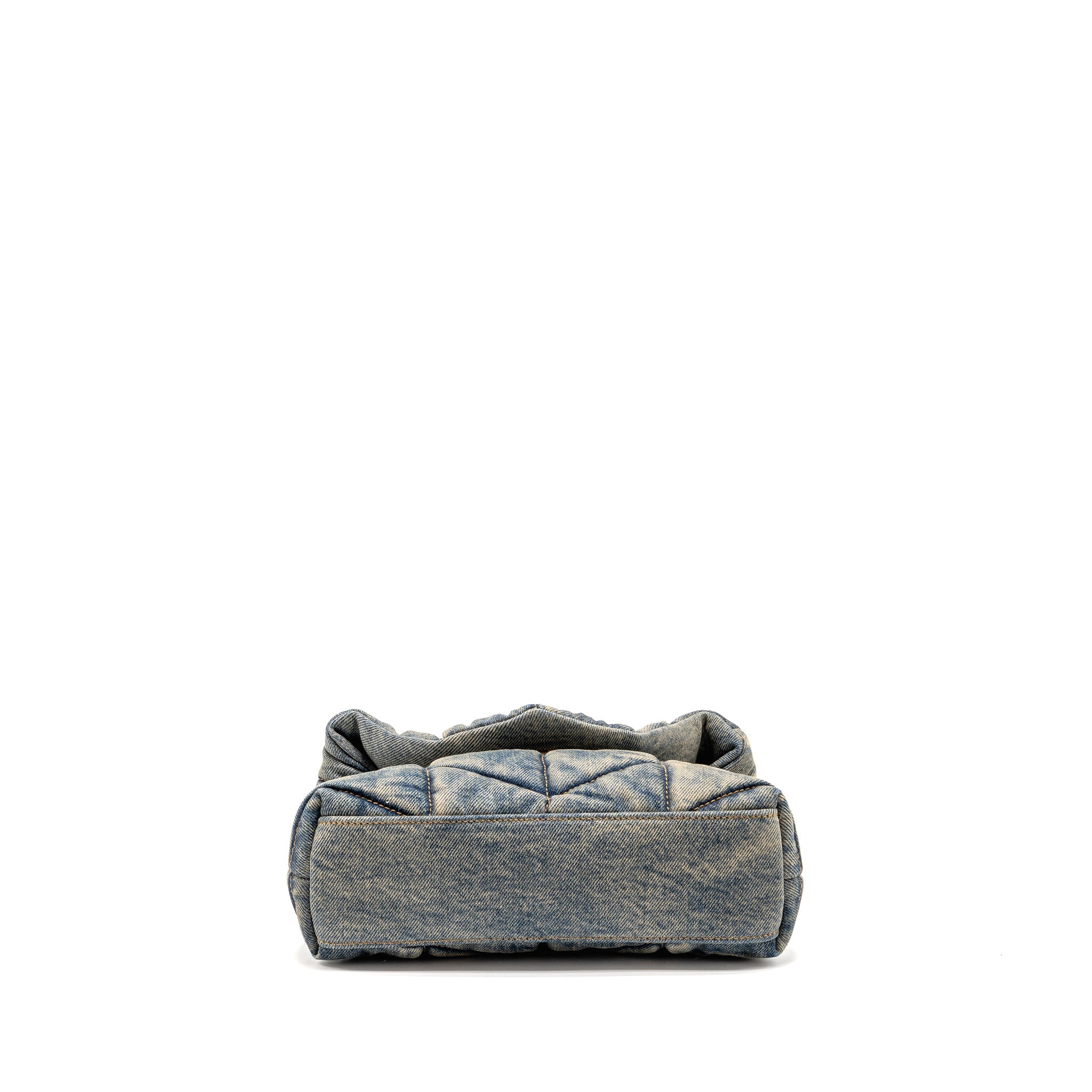 SAINT LAURENT/YSL TOY LOULOU PUFFER SHOULDER BAG DENIM INDIGO BLUE/CINNAMON GHW