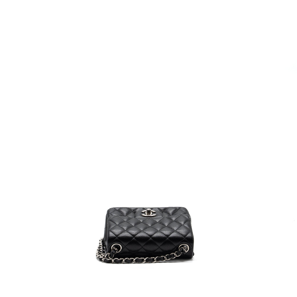 CHANEL CLASSIC MINI SQUARE FLAP BAG CAVIAR BLACK SHW