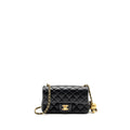 CHANEL PEARL CRUSH MINI RECTANGULAR FLAP BAG LAMBSKIN BLACK GHW (MICROCHIP)
