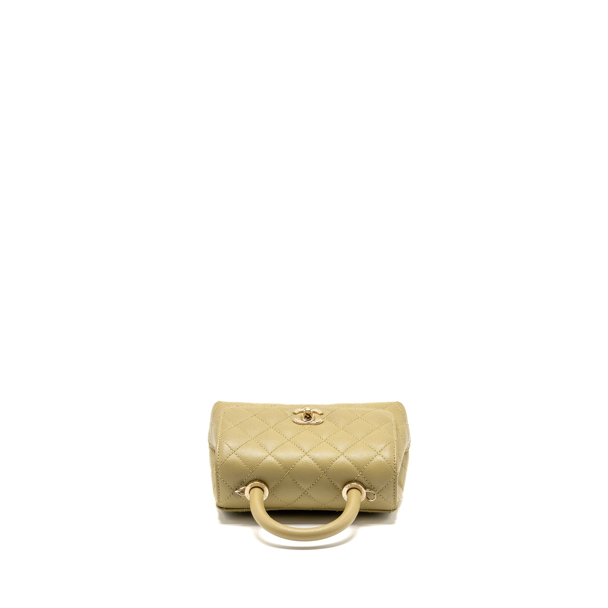 CHANEL MINI COCO HANDLE CAVIAR LIGHT GREEN LGHW (MICROCHIP)