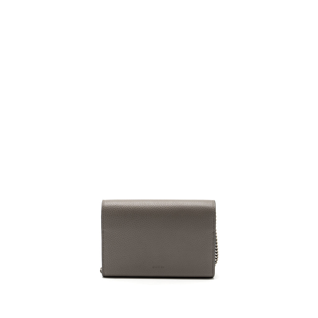 GUCCI DIONYSUS LEATHER MINI CHAIN BAG CALFSKIN GREY SHW