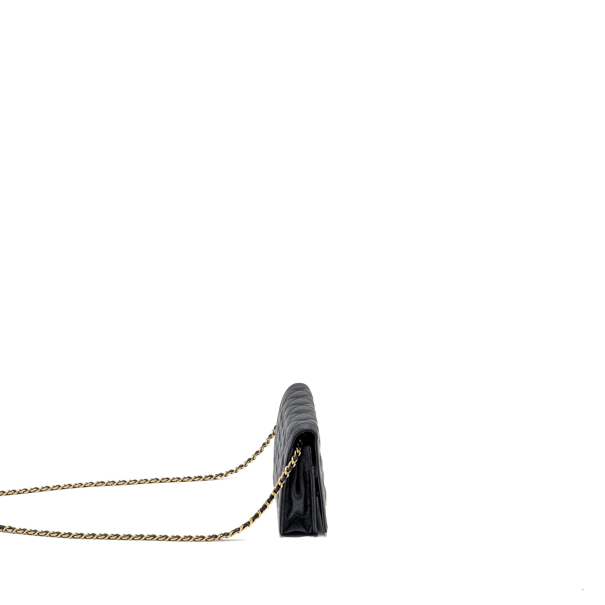CHANEL BOY WALLET ON CHAIN CAVIAR BLACK GHW