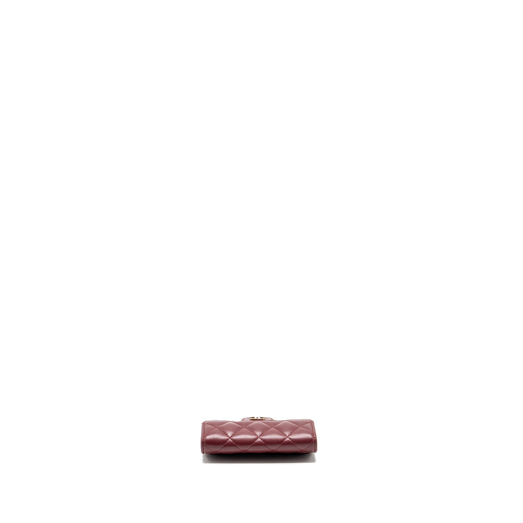 CHANEL CLASSIC FLAP CARD HOLDER LAMBSKIN BURGUNDY GHW