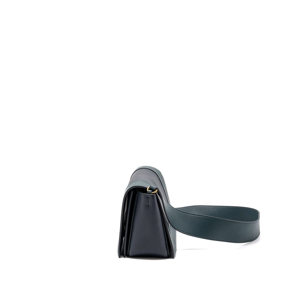 CELINE FRAME BAG CALFSKIN DARK GREEN/ DARK BLUE GHW