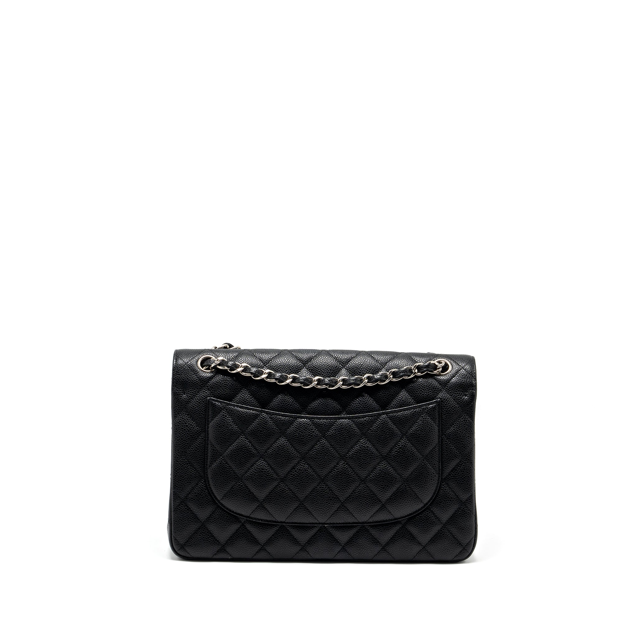 CHANEL JUMBO CLASSIC DOUBLE FLAP BAG CAVIAR BLACK SHW