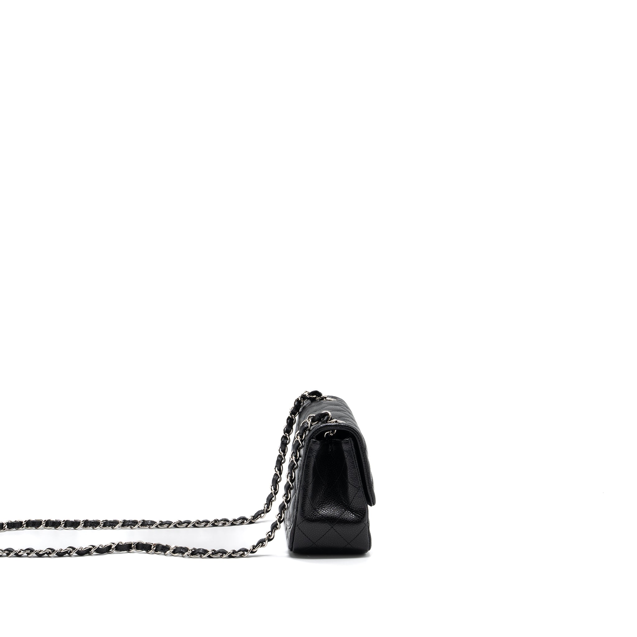 CHANEL CLASSIC MINI SQUARE FLAP BAG CAVIAR BLACK SHW