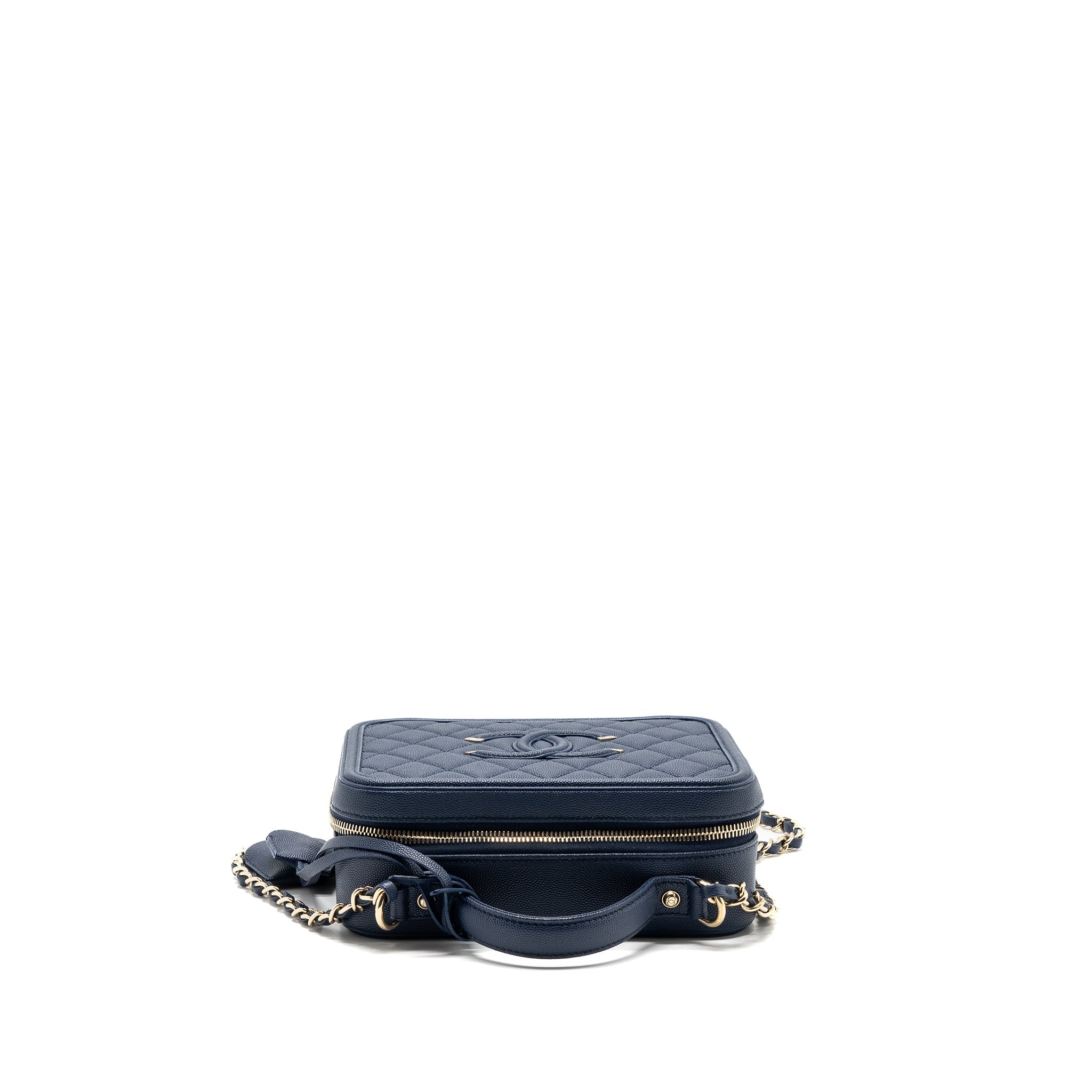 CHANEL FILIGREE CAMERA BAG CAVIAR DARK BLUE LGHW