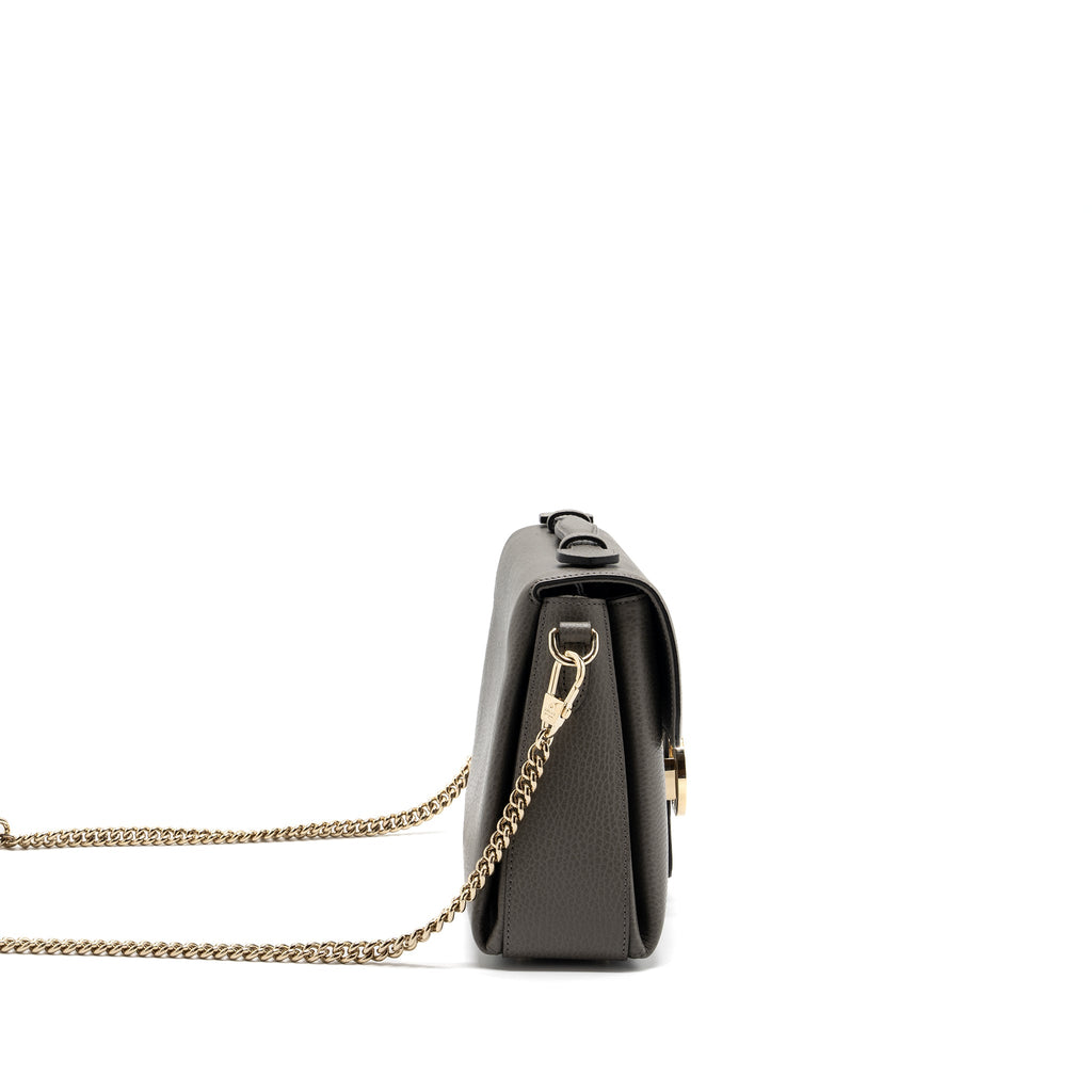 GUCCI TOP HANDLE MESSANGER BAG CALFSKIN GREY LGHW