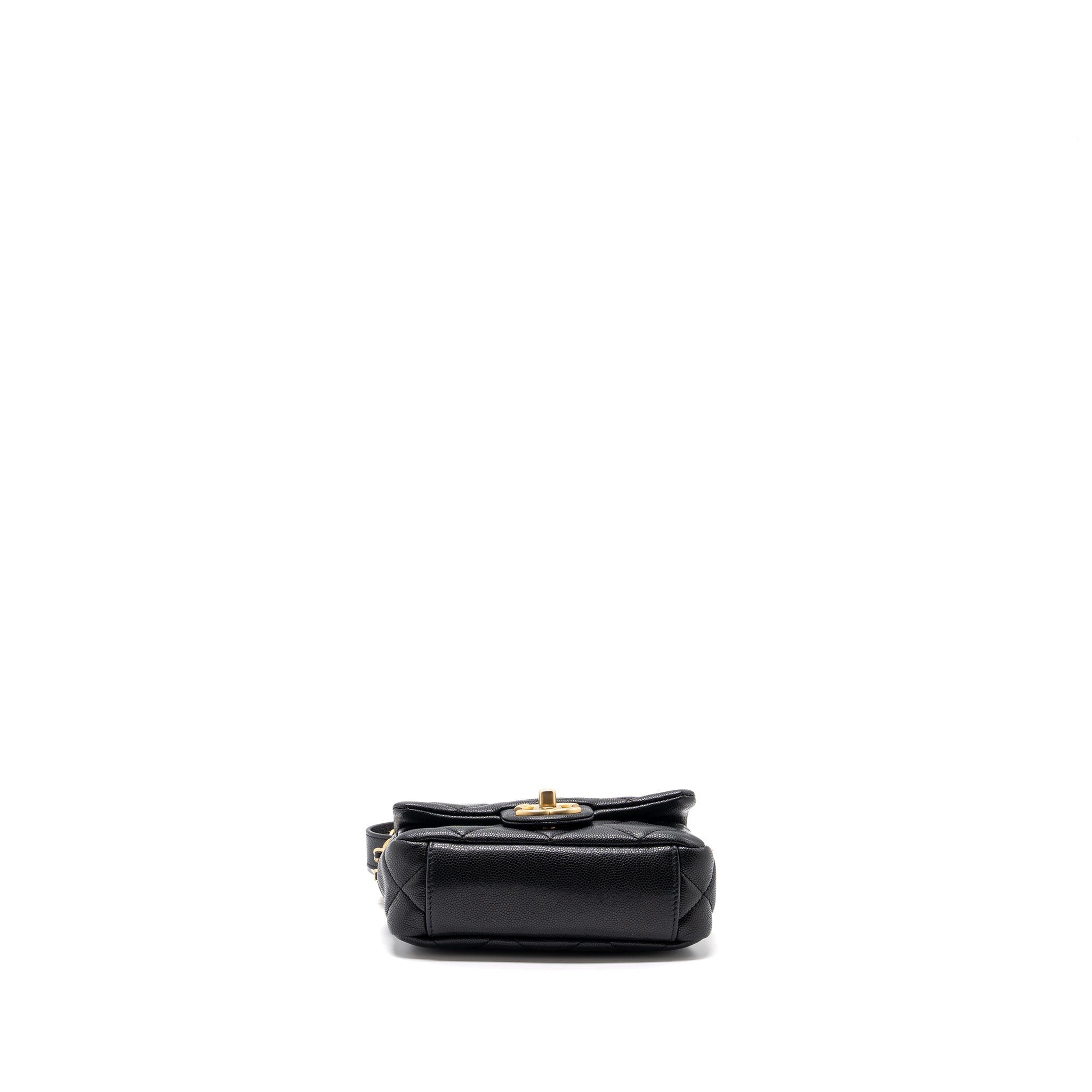 CHANEL MINI TWIST YOUR BUTTON SQUARE FLAP BAG CAVIAR BLACK GHW