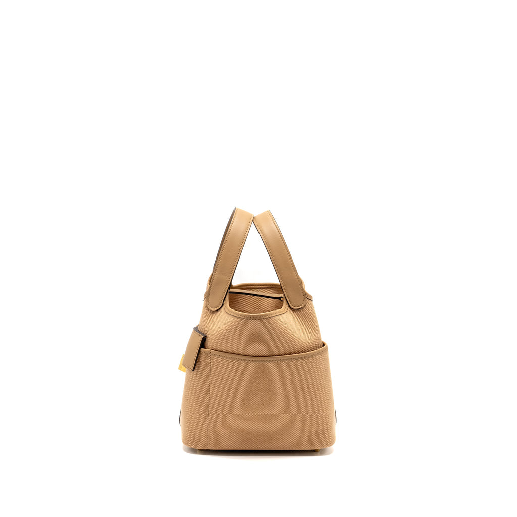 HERMES CARGO PICOTIN 18 LOCK BAG CANVAS/SWIFT CHAI GHW