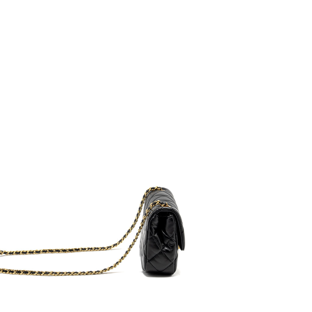 CHANEL 22B MINI FLAPBAG LAMBSKIN BLACK GHW (MICROCHIP)