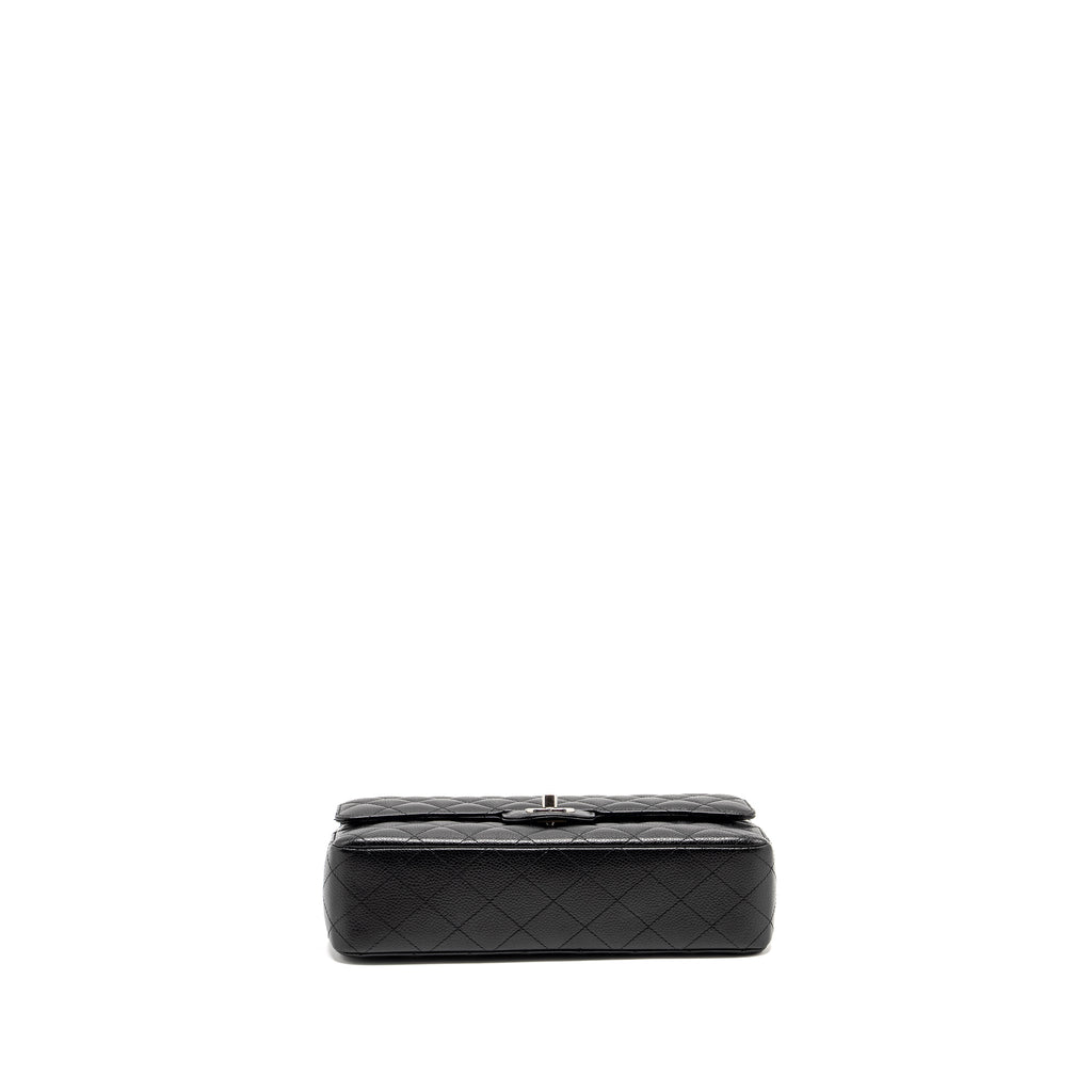 CHANEL MEDIUM CLASSIC DOUBLE FLAP BAG CAVIAR BLACK SHW (MICROCHIP)