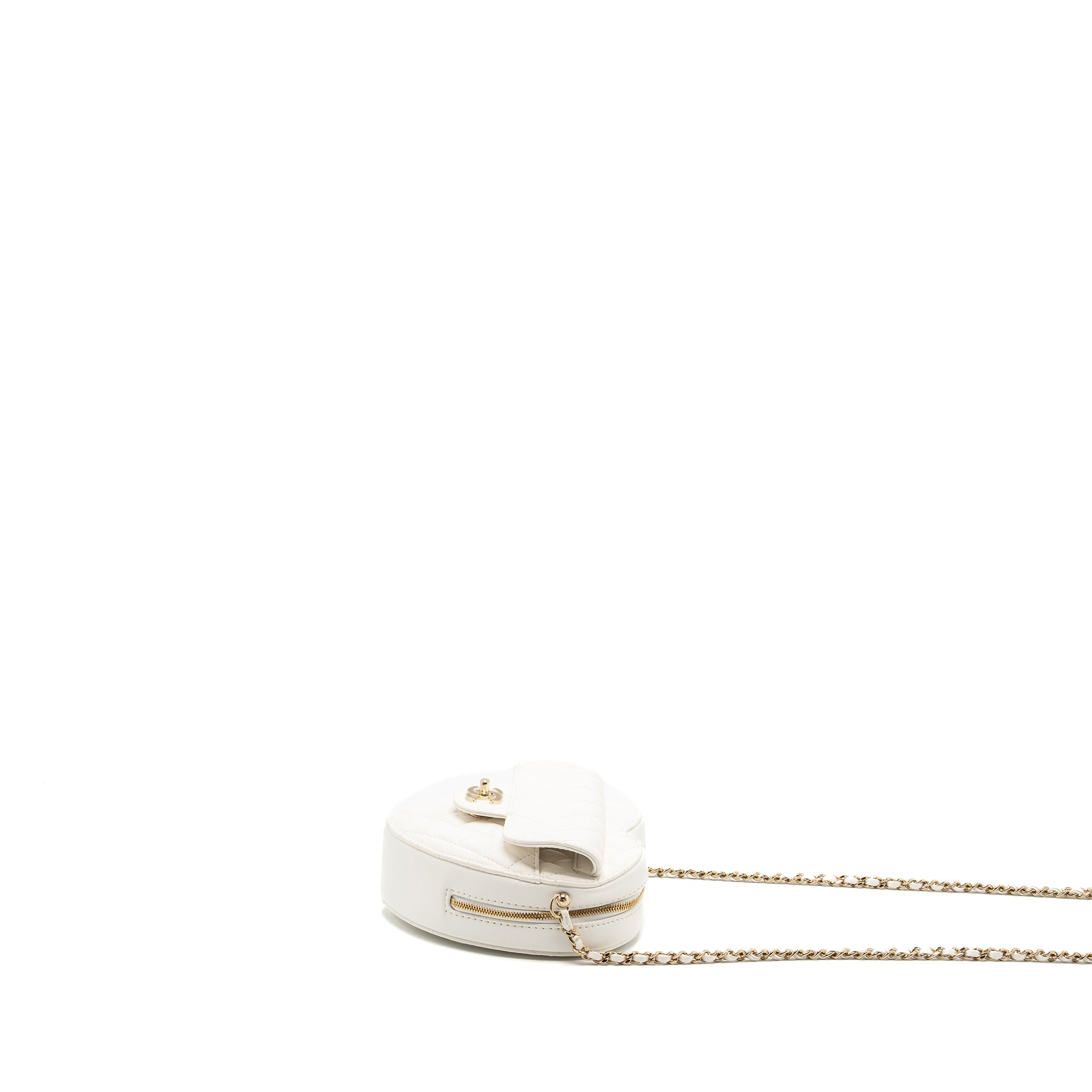 CHANEL 22S HEART BAG LAMBSKIN WHITE LGHW (MICROCHIP)
