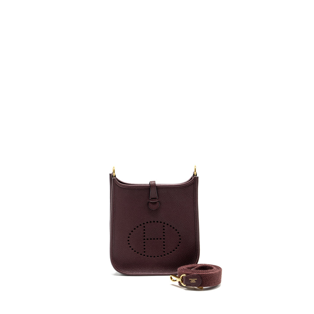 HERMES MINI EVELYNE TAURILLON MAURICE BORDEAUX GHW
