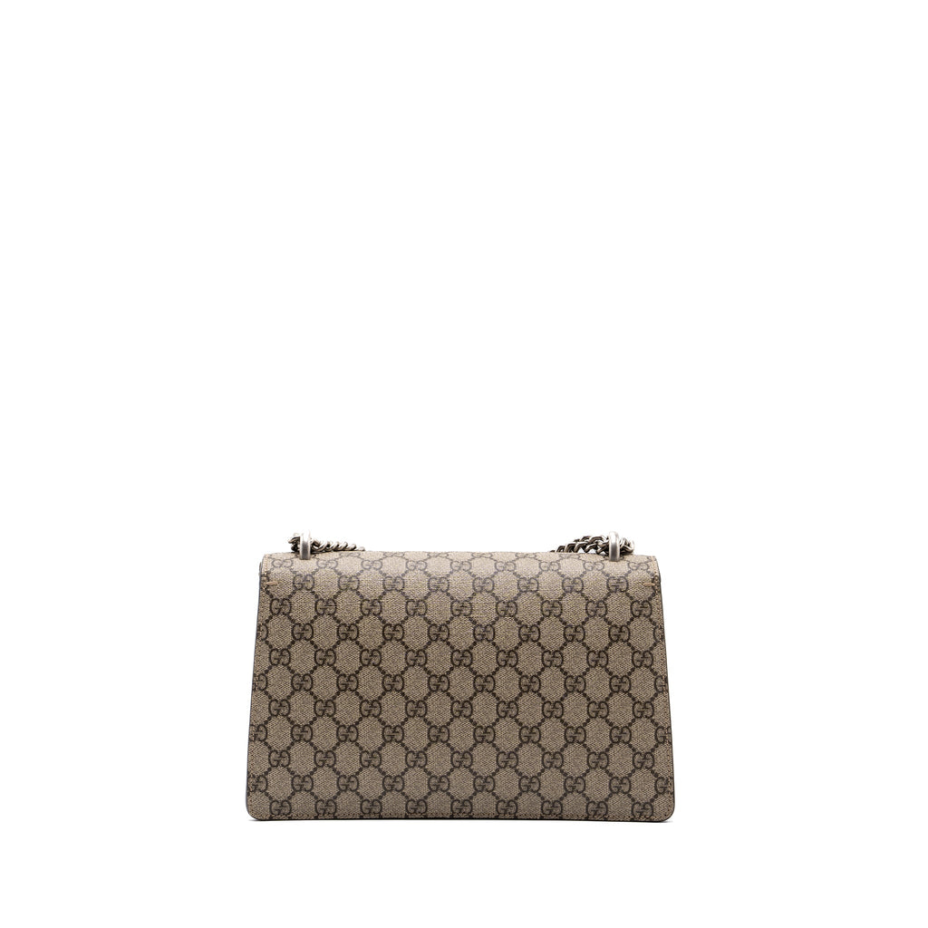 GUCCI DIONYSUS GG SMALL SUPREME CANVAS/TAUPE SUEDE BEIGE SHW