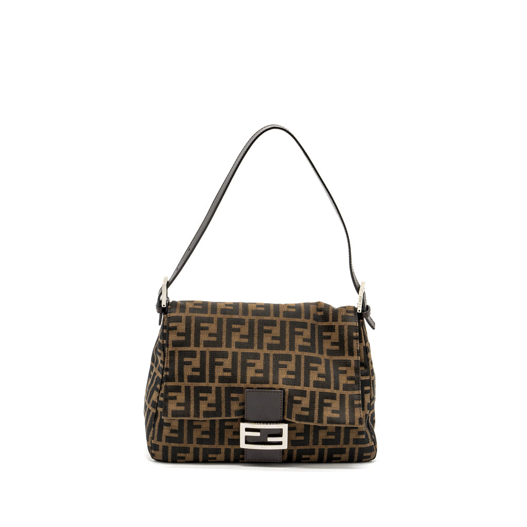 FENDI VINTAGE ZUCCA MAMMA BAGUETTE BAG CANVAS BROWN SHW