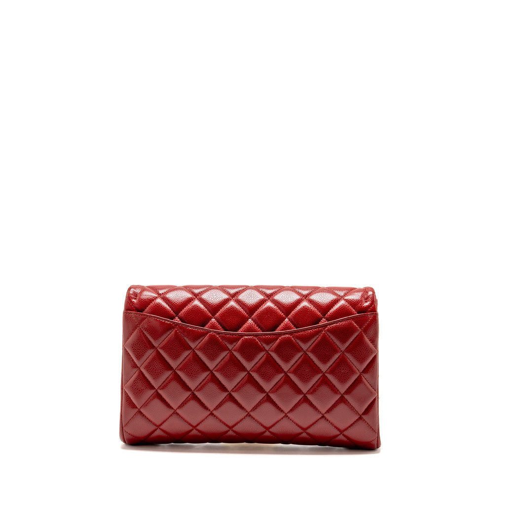 CHANEL TIMELESS FLAP CLUTCH CHAIN BAG CAVIAR RED SHW