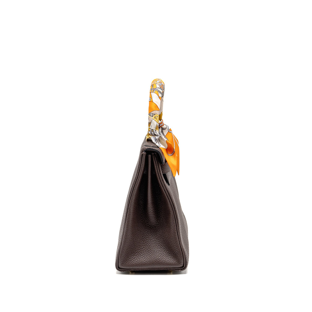 HERMES KELLY 28 TOGO CHOCOLATE GHW