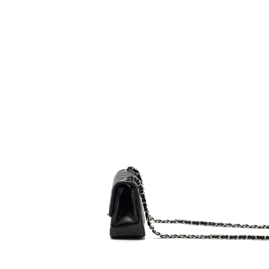 CHANEL CLASSIC MINI SQUARE FLAP BAG CAVIAR BLACK SHW