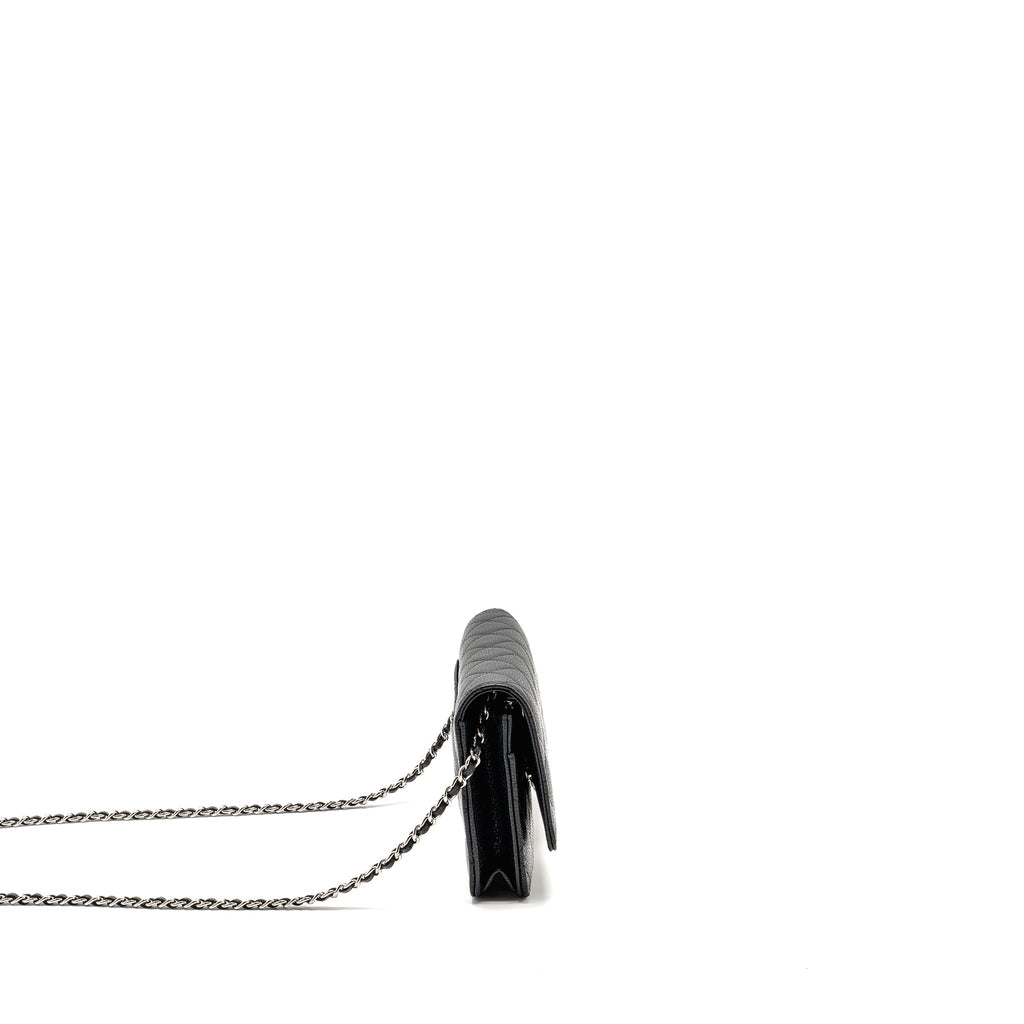 CHANEL CLASSIC WALLET ON CHAIN CAVIAR BLACK SHW (MICROCHIP)