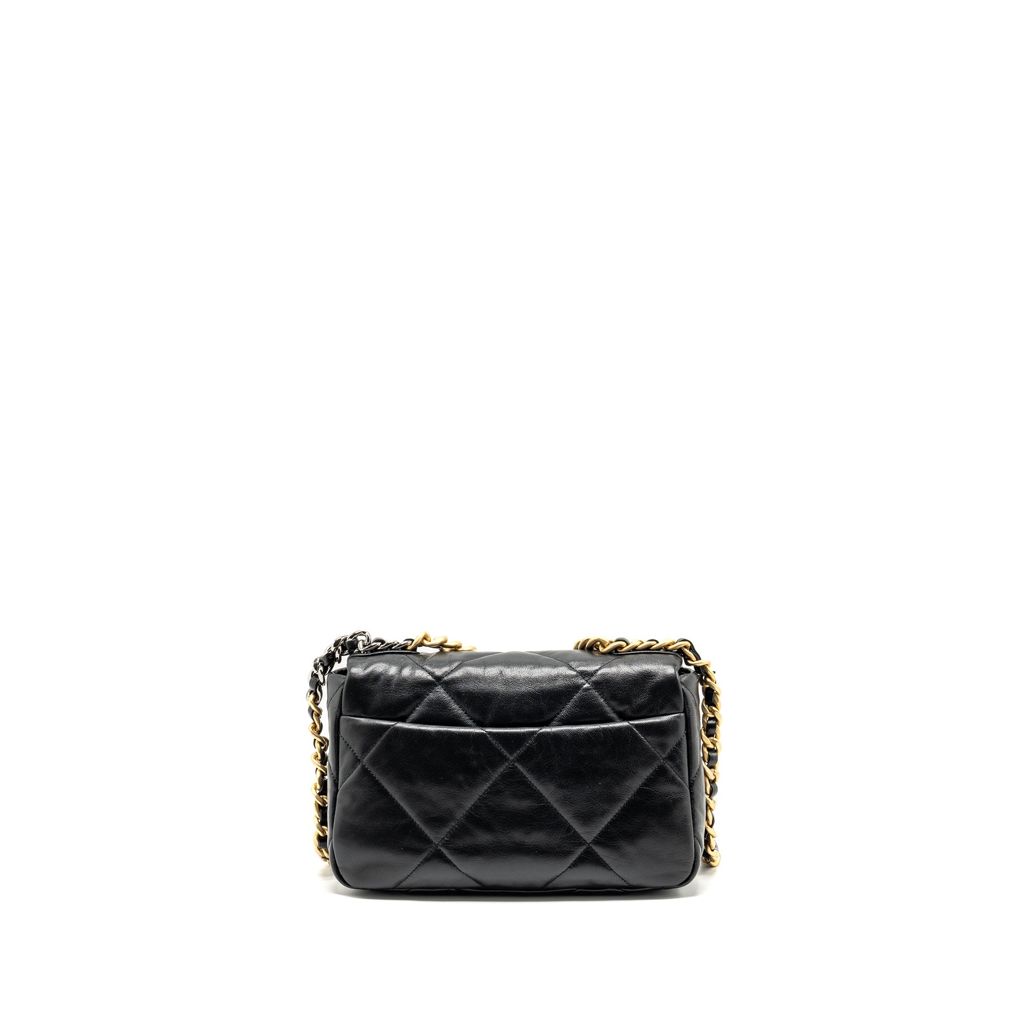 CHANEL SMALL 19 BAG GOATSKIN BLACK MULTICOLOUR HARDWARE