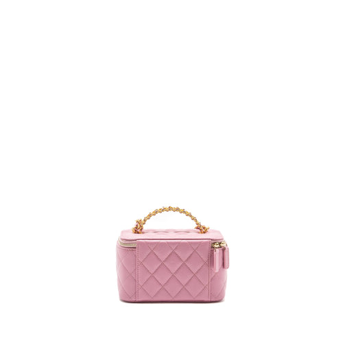 CHANEL LETTER TOP HANDLE LONG VANITY WITH CHAIN CAVIAR PINK GHW