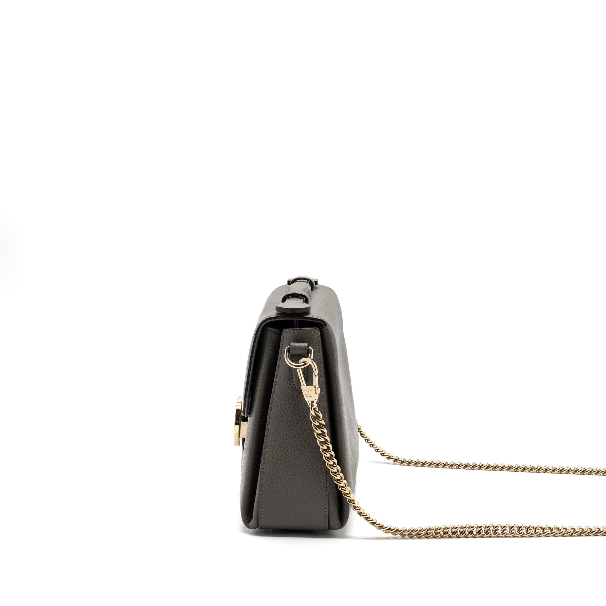 GUCCI TOP HANDLE MESSANGER BAG CALFSKIN GREY LGHW