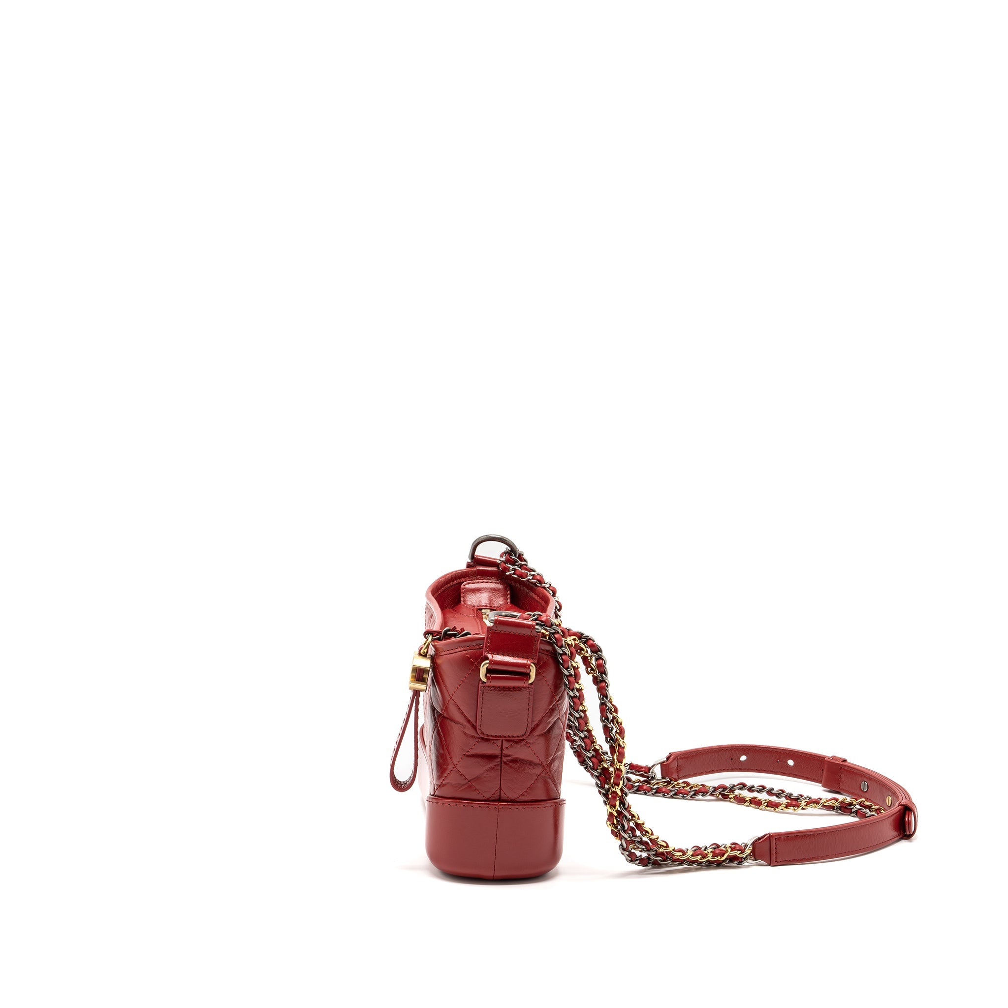 CHANEL SMALL GABRIELLE HOBO BAG WITH HANDLE CALFSKIN RED MULTICOLOUR HARDWARE
