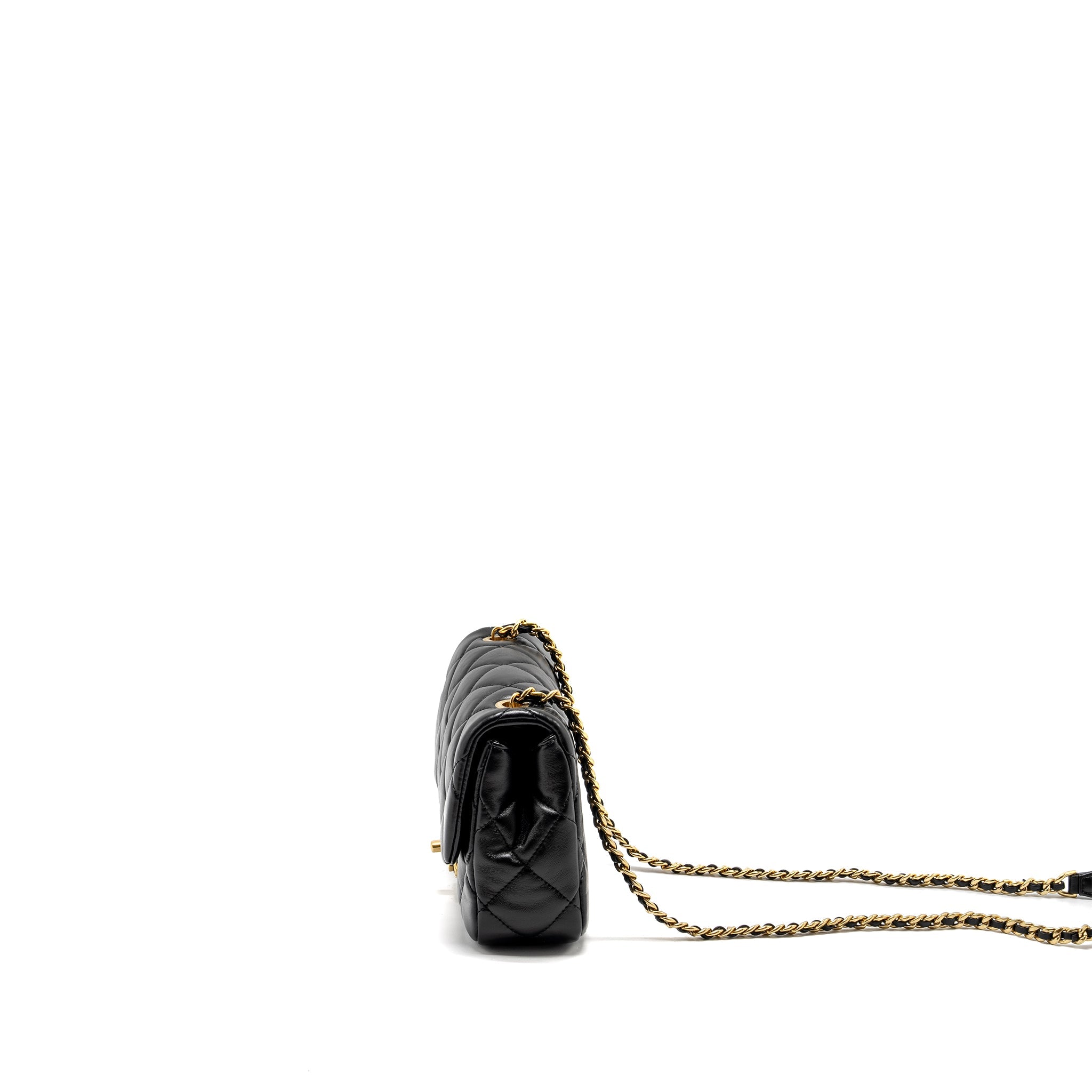CHANEL 22B MINI FLAPBAG LAMBSKIN BLACK GHW (MICROCHIP)