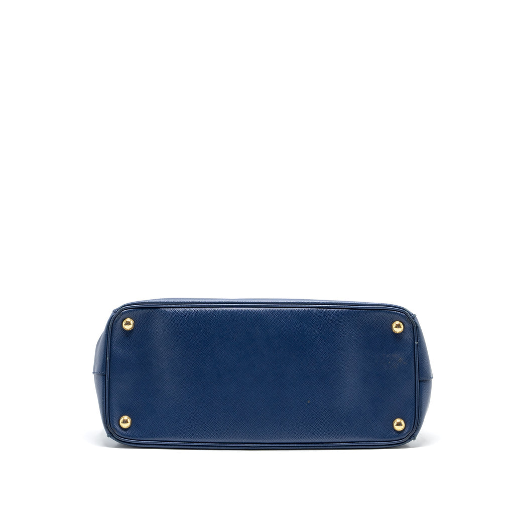 PRADA DOUBLE ZIP TOTE BAG SAFFIANO CALFSKIN BLUE GHW
